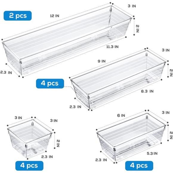 14 PCS Clear Plastic Drawer Organizer Tray - Picture 6 of 7